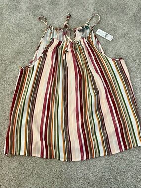 Soho Multi-Stripe Halter Cami in Cream, Burgundy & Olive